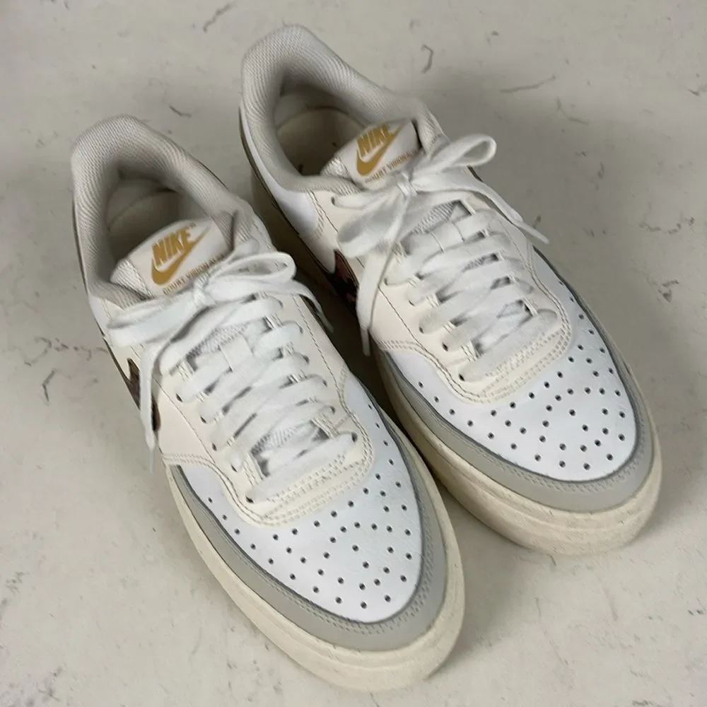 Nike Court Vision Alta Platform Shoes White Leopard DO2791 100 Women Size 8.5